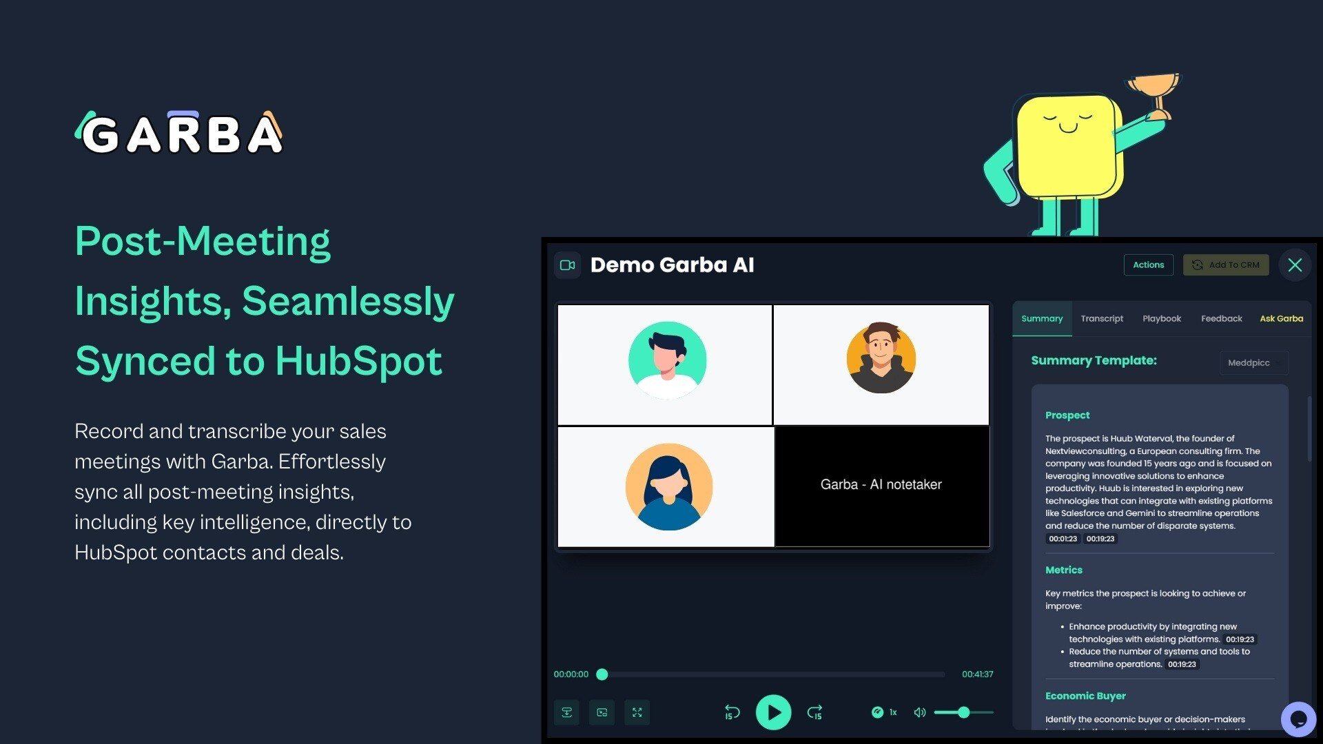 Automatically capture meeting intelligence and sync to HubSpot