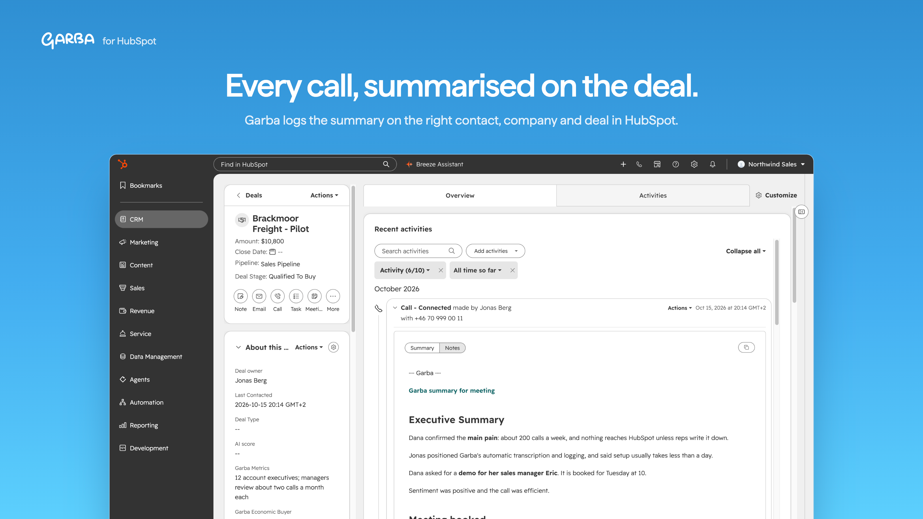 Podsumowanie spotkania Garby dotyczące harmonogramu realizacji transakcji z HubSpot